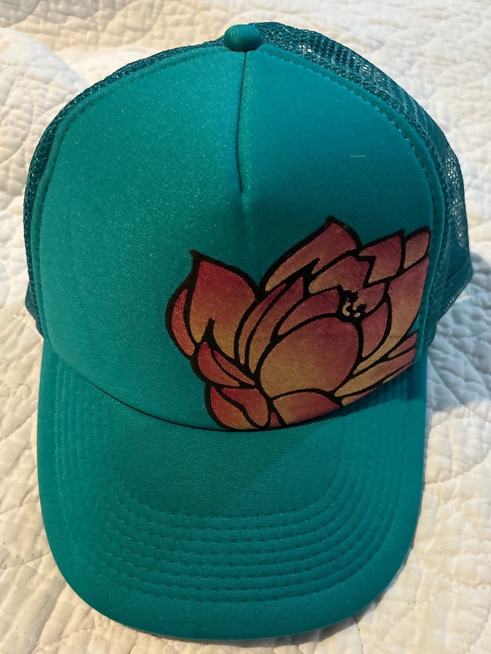 Tara B Designs Maui Hawaii Hand Painted Floral Trucker Hat